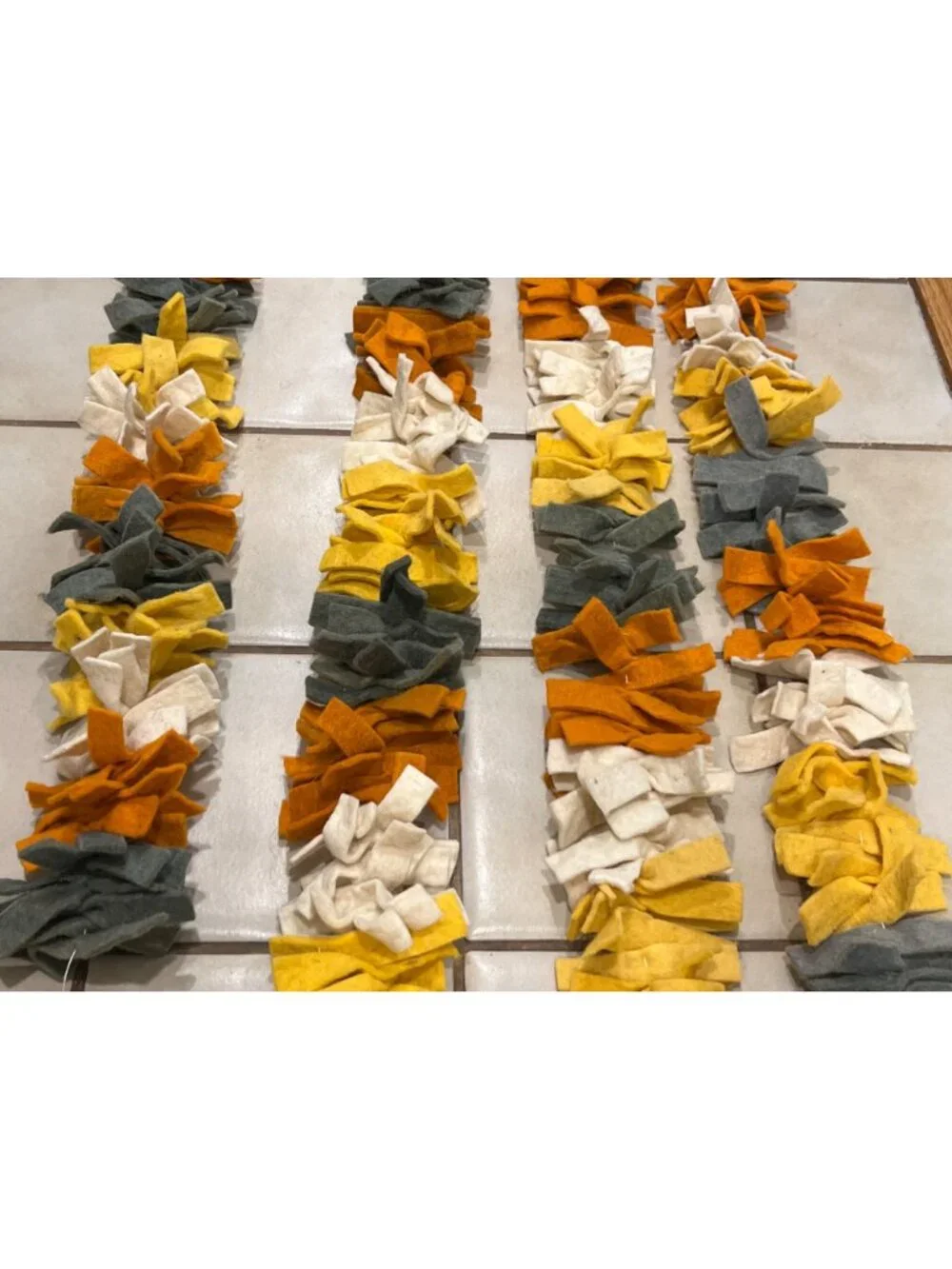 3 Sets of Fall / Autumn Garland Wool Blend Green Orange Yellow Ivory